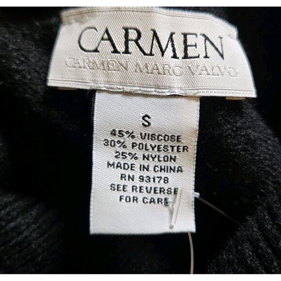 Carmen Marc Valvo Women Black Long Sleeveless Turtleneck Sweater Small Tunic NWT - Picture 6 of 8